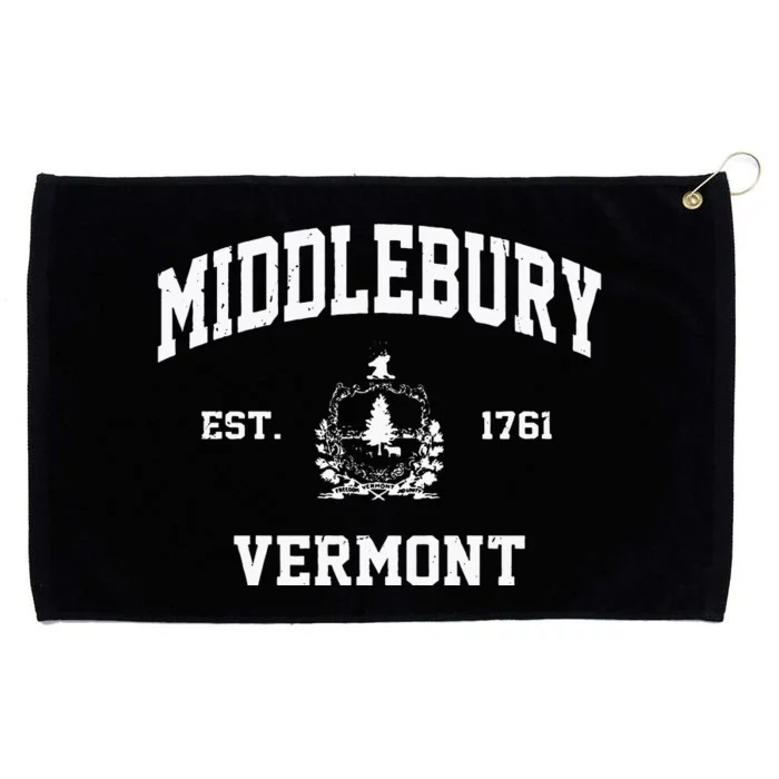 Middlebury Vermont VT Vintage State Athletic Style Grommeted Golf Towel