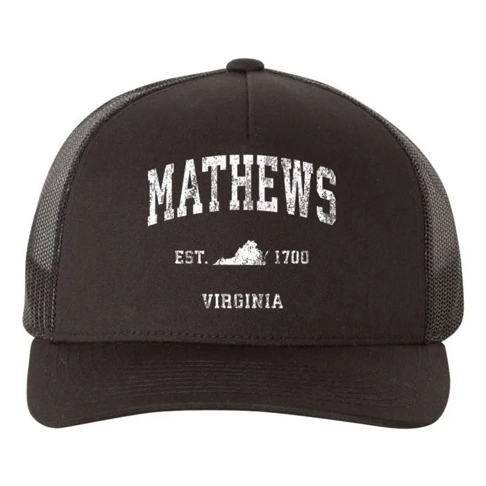 Mathews Virginia VA Vintage Athletic Sports Yupoong Adult 5-Panel Trucker Hat