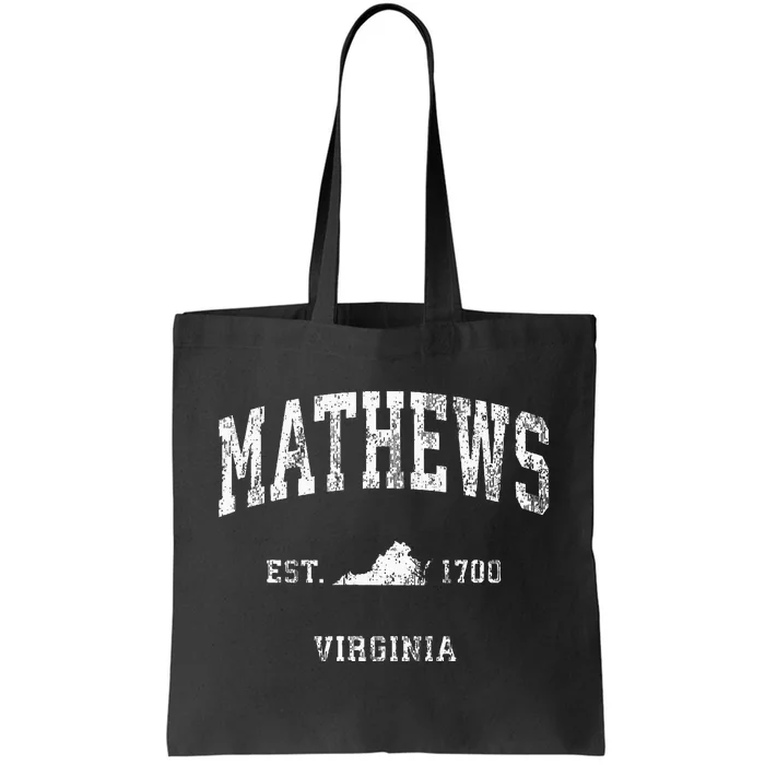 Mathews Virginia VA Vintage Athletic Sports Tote Bag