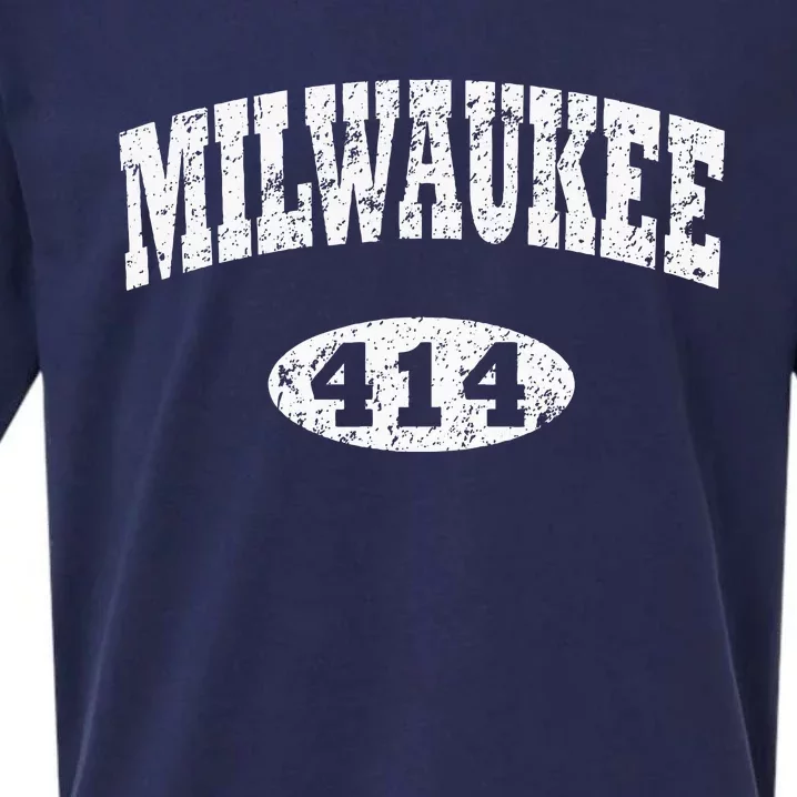 Milwaukee Vintage Wisconsin Area Code 414 Sueded Cloud Jersey T-Shirt