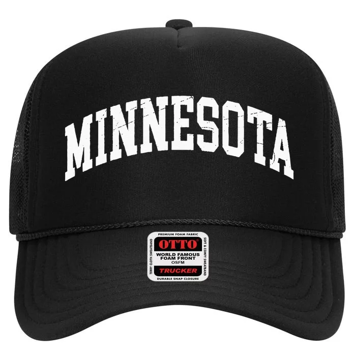 Minnesota Vintage Worn Design Classic High Crown Mesh Trucker Hat