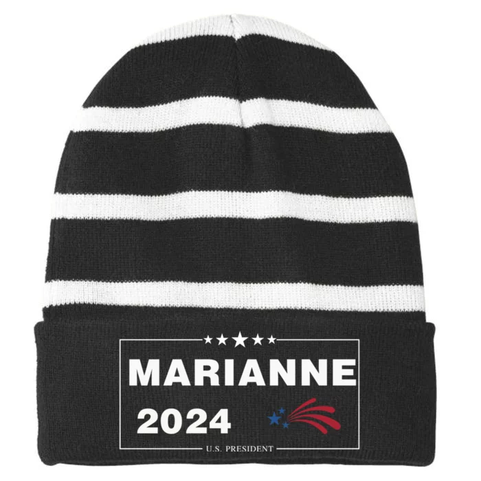 Marianne Williamson 2024 For President Election Striped Beanie with Solid Band