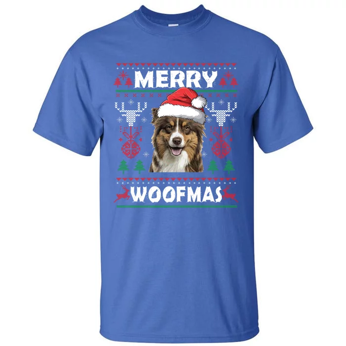 Merry Woofmas Australian Shepherd Christmas Dog Lover Gift Meaningful Gift Tall T-Shirt