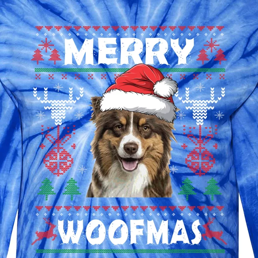 Merry Woofmas Australian Shepherd Christmas Dog Lover Gift Meaningful Gift Tie-Dye Long Sleeve Shirt