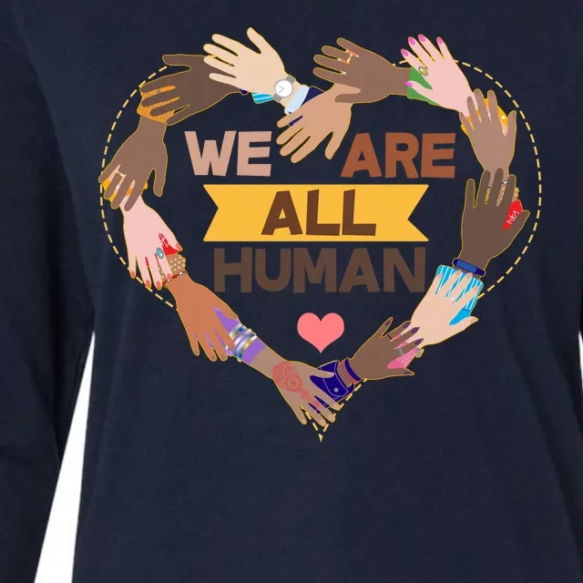 Multicultural We Are All Human Womens Cotton Relaxed Long Sleeve T-Shirt