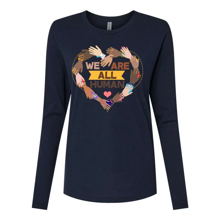 Multicultural We Are All Human Womens Cotton Relaxed Long Sleeve T-Shirt