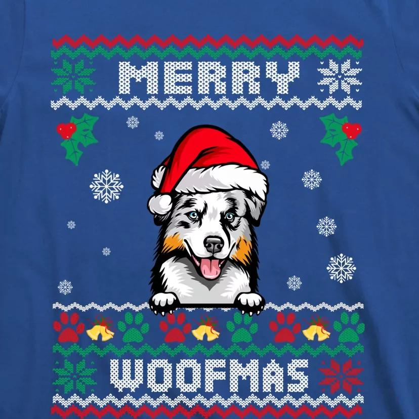 Merry Woofmas Australian Shepherd Dog Ugly Christmas Sweater Great Gift T-Shirt