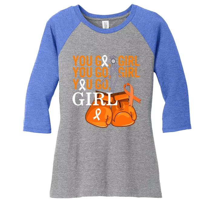 Ms Warrior Awareness You Go Multiple Sclerosis Fight Gift Women's Tri-Blend 3/4-Sleeve Raglan Shirt