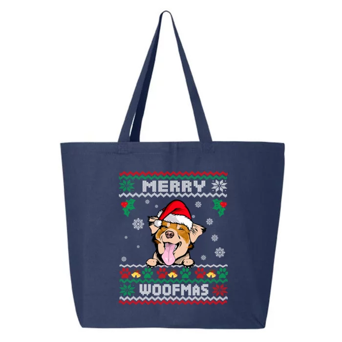 Merry Woofmas Australian Shepherd Dog Ugly Christmas Xmas Gift 25L Jumbo Tote