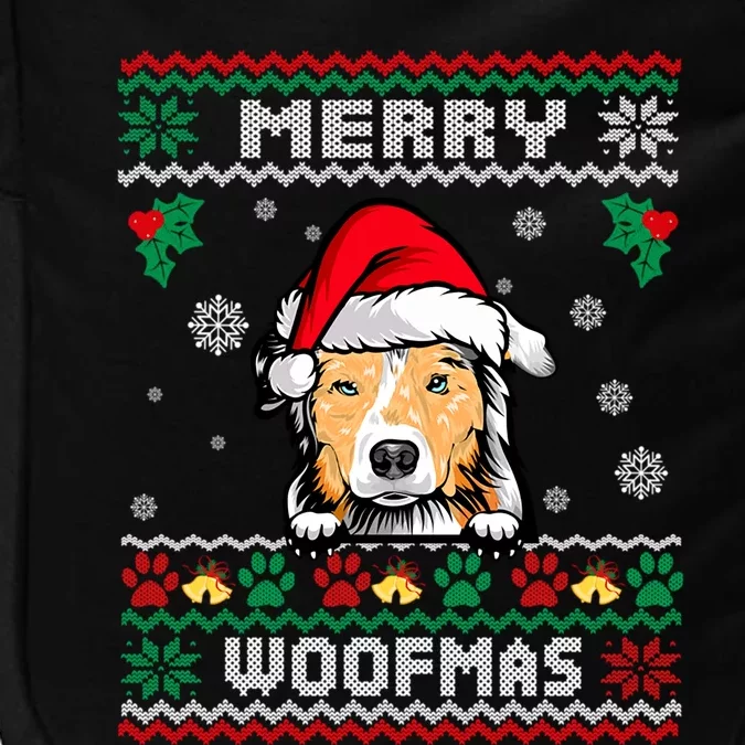 Merry Woofmas Australian Shepherd Dog Ugly Christmas Sweater Gift Impact Tech Backpack