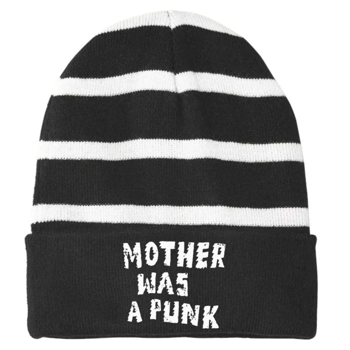 Mother Was A Punk Striped Beanie with Solid Band