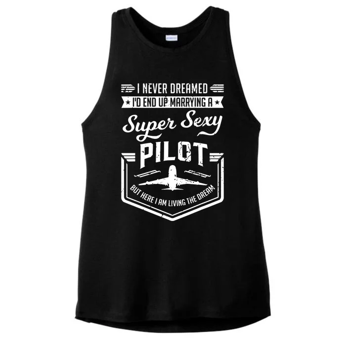 Married With A Super Sexy Pilot Aviator Wife Couple Funny Ladies Tri-Blend Wicking Tank