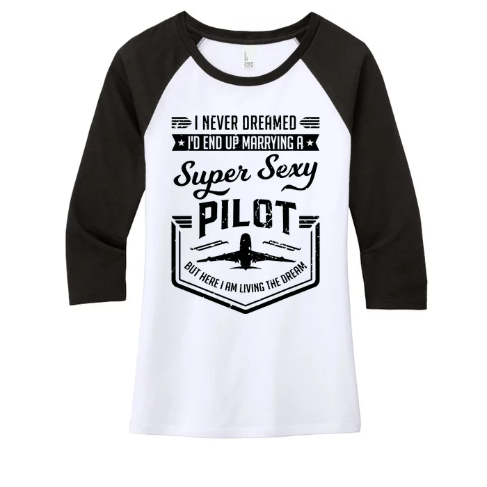 Married With A Super Sexy Pilot Aviator Wife Couple Funny Women's Tri-Blend 3/4-Sleeve Raglan Shirt