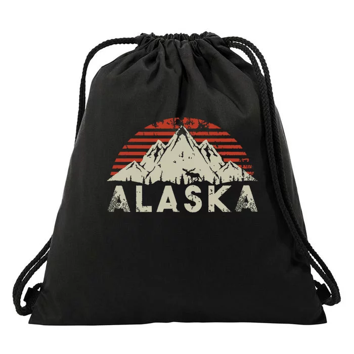 Mountain Wildlife Animal Alaskan Moose Retro Alaska Drawstring Bag