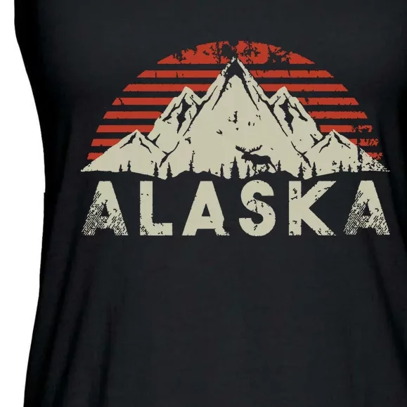 Mountain Wildlife Animal Alaskan Moose Retro Alaska Ladies Essential Flowy Tank