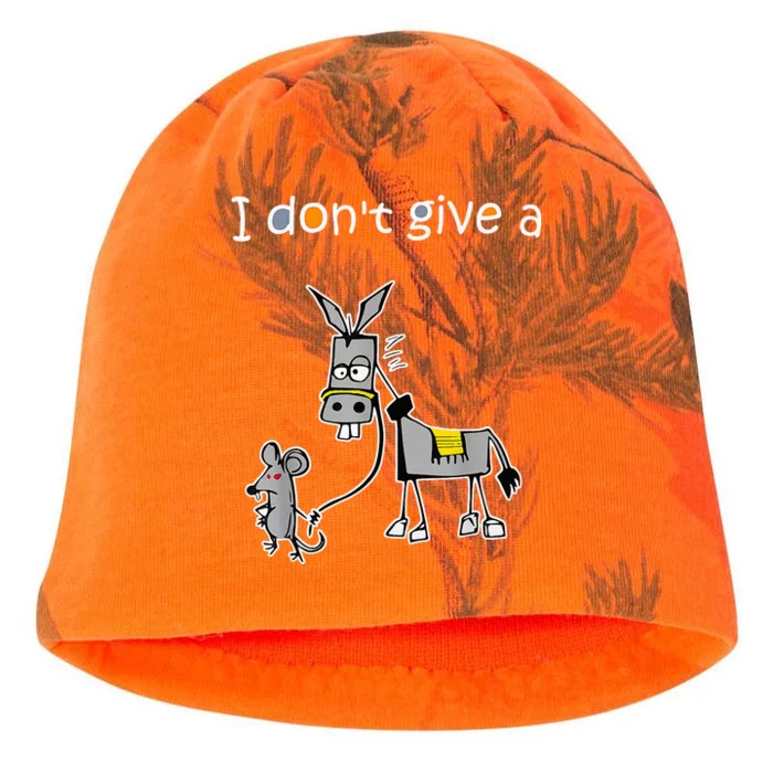 Mouse Walking a Donkey I Don't Give Rats Ass Kati - Camo Knit Beanie