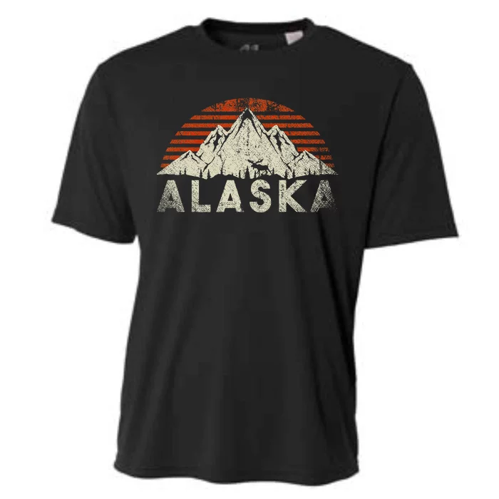 Mountain Wildlife Animal Alaskan Moose Retro Alaska Cooling Performance Crew T-Shirt