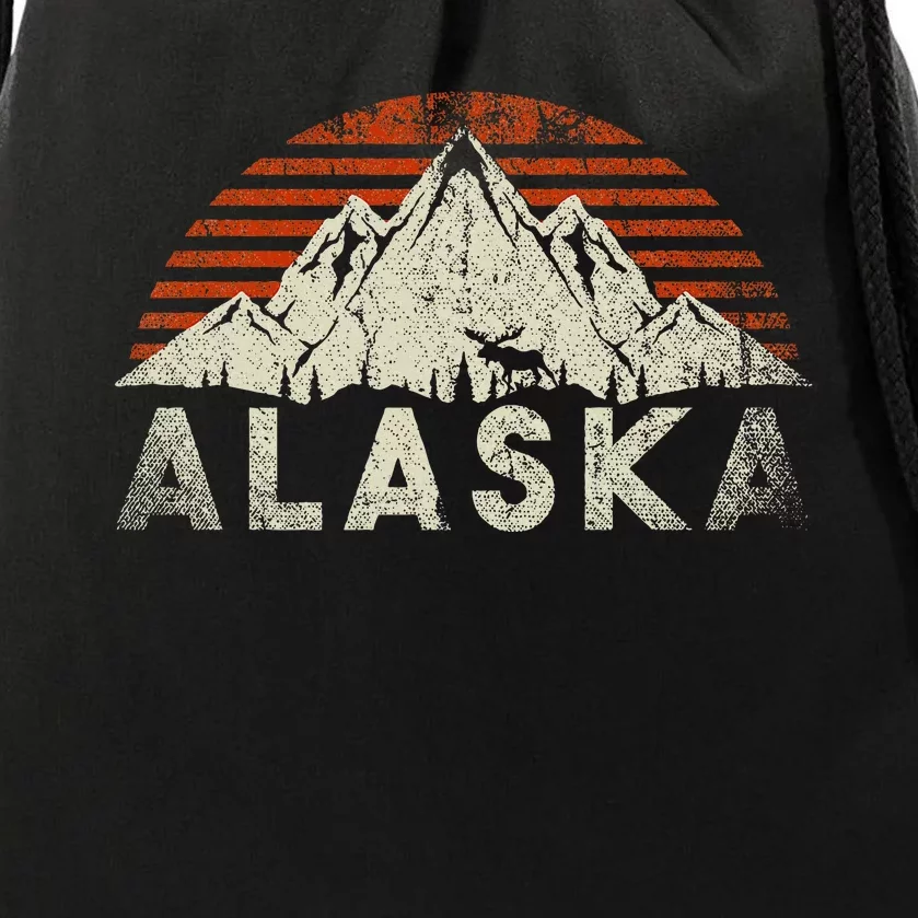 Mountain Wildlife Animal Alaskan Moose Retro Alaska Drawstring Bag