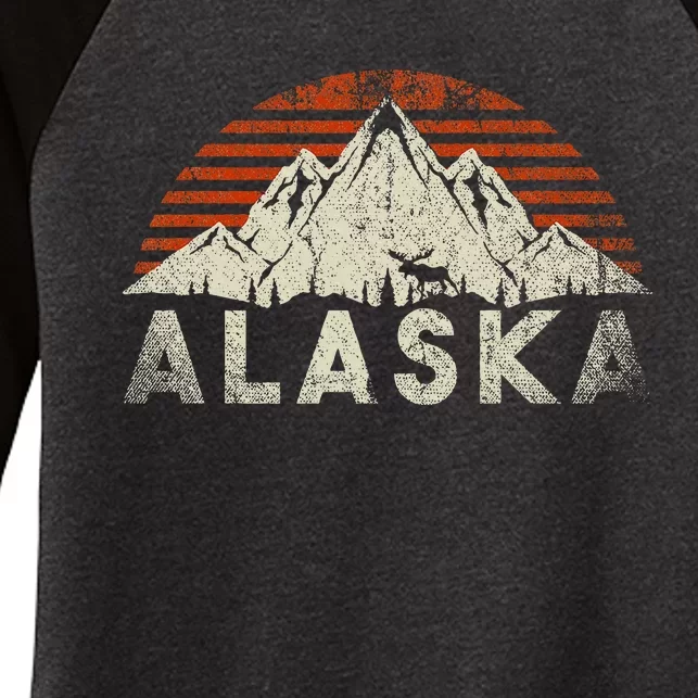 Mountain Wildlife Animal Alaskan Moose Retro Alaska Women's Tri-Blend 3/4-Sleeve Raglan Shirt