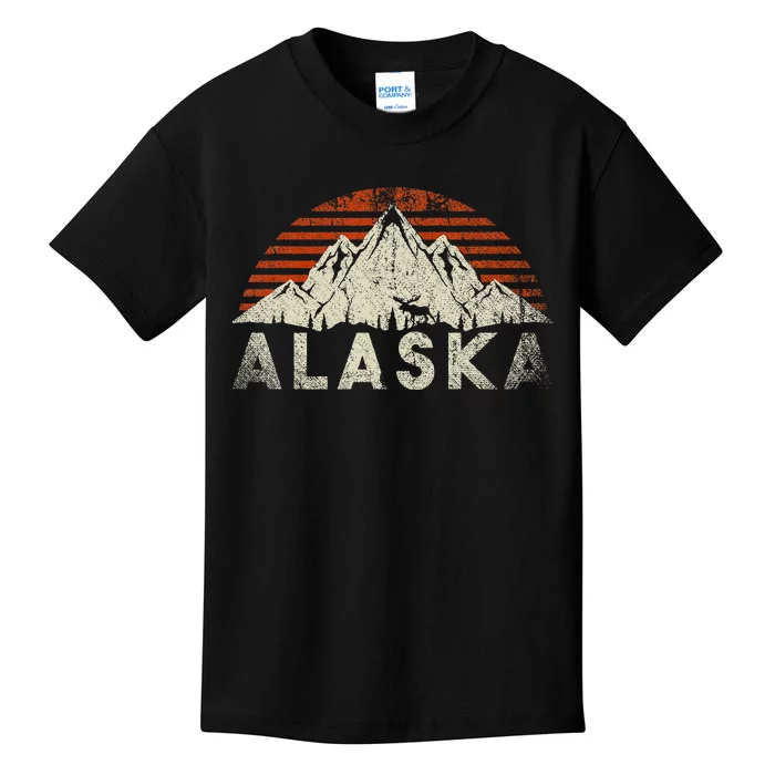 Mountain Wildlife Animal Alaskan Moose Retro Alaska Kids T-Shirt