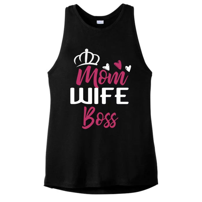 Mom Wife Boss Mom Boss Mom Boss Wife Boss Gift Ladies Tri-Blend Wicking Tank