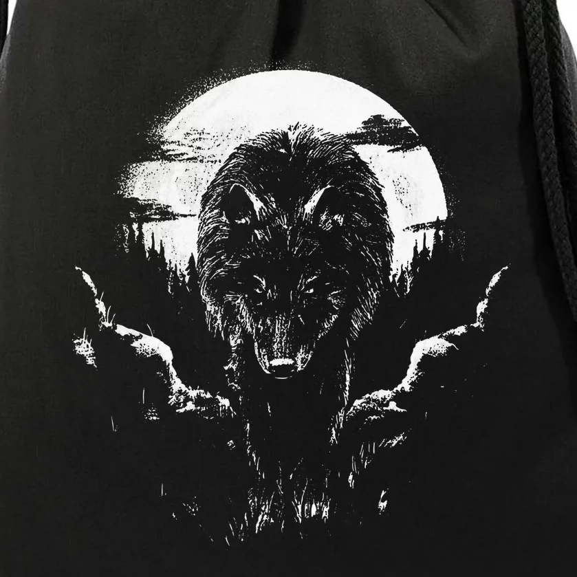 Mysterious World Beauty Wild Lone Nature Lovers Forest Wolf Drawstring Bag