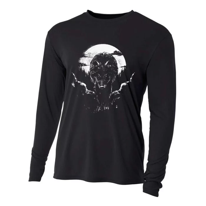 Mysterious World Beauty Wild Lone Nature Lovers Forest Wolf Cooling Performance Long Sleeve Crew