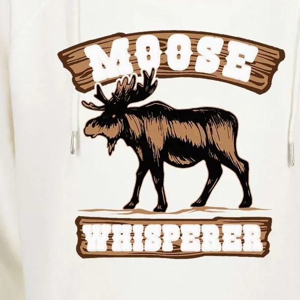 Moose Whisperer Bull Moose Womens Funnel Neck Pullover Hood