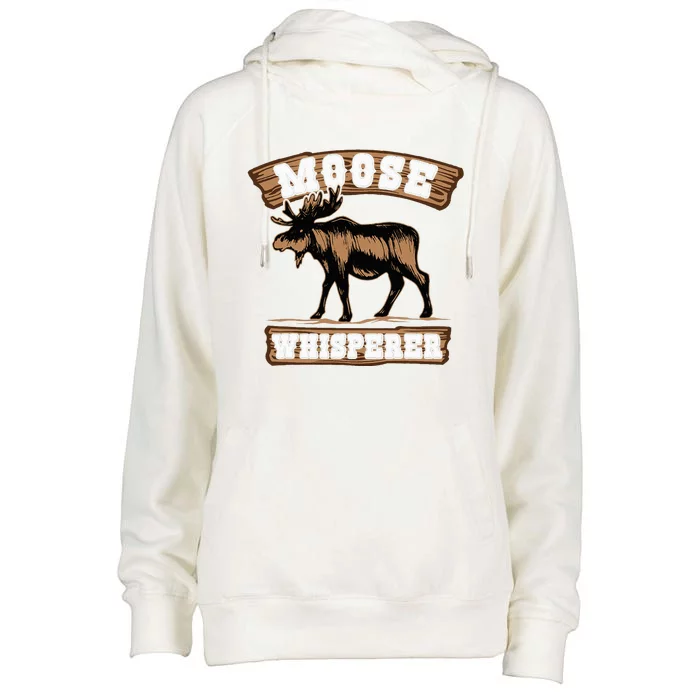 Moose Whisperer Bull Moose Womens Funnel Neck Pullover Hood