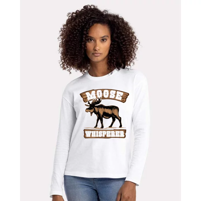 Moose Whisperer Bull Moose Womens Cotton Relaxed Long Sleeve T-Shirt