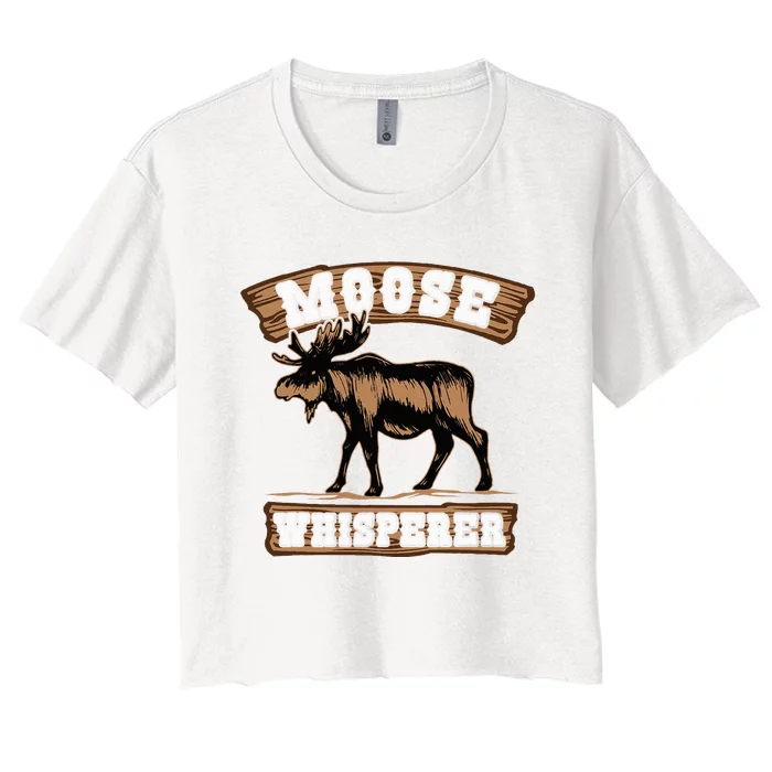 Moose Whisperer Bull Moose Women's Crop Top Tee