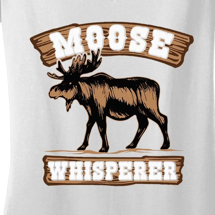 Moose Whisperer Bull Moose Women's V-Neck T-Shirt