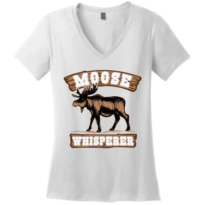 Moose Whisperer Bull Moose Women's V-Neck T-Shirt