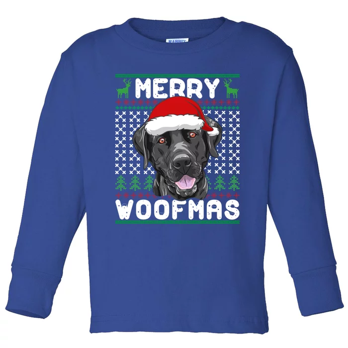 Merry Woofmas Black Lab Christmas Dog Lover Xmas Gift Toddler Long Sleeve Shirt