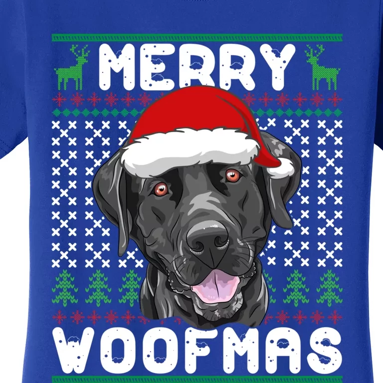 Merry Woofmas Black Lab Christmas Dog Lover Xmas Gift Women's T-Shirt