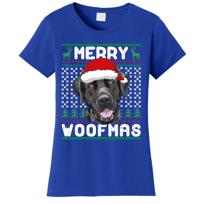 Merry Woofmas Black Lab Christmas Dog Lover Xmas Gift Women's T-Shirt