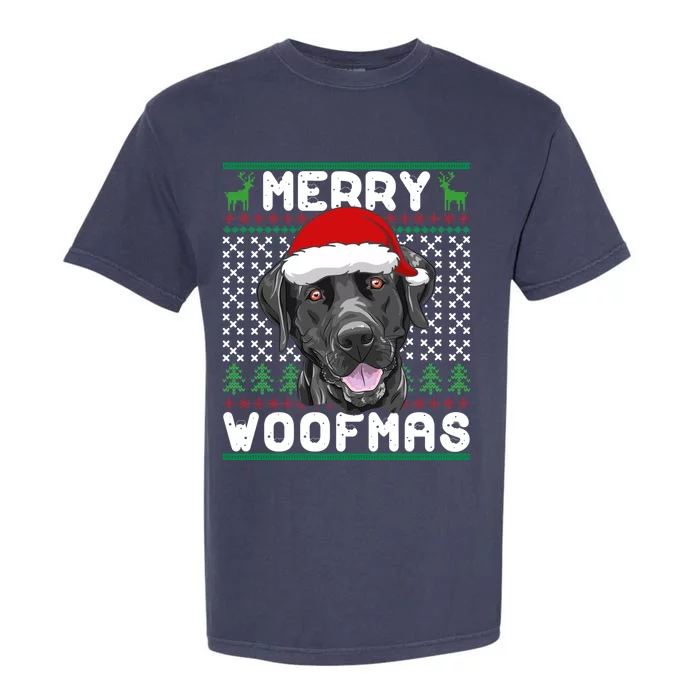 Merry Woofmas Black Lab Christmas Dog Lover Xmas Gift Garment-Dyed Heavyweight T-Shirt