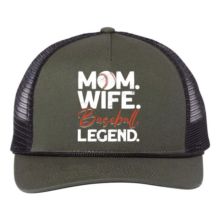 Mom Wife Baseball Legend Cute Gift Baseball Mom Gift Retro Rope Trucker Hat Cap