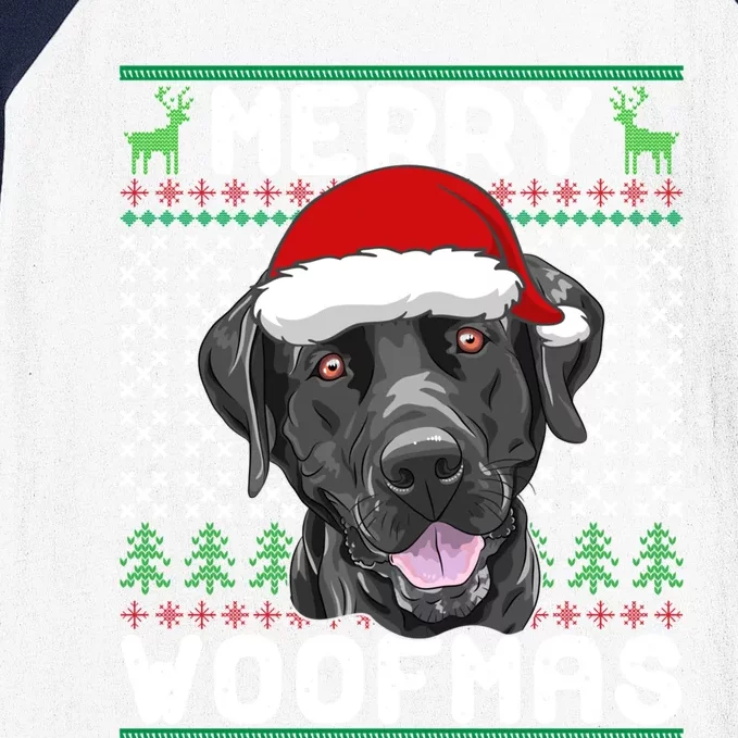 Merry Woofmas Black Lab Christmas Dog Lover Xmas Cool Gift Baseball Sleeve Shirt