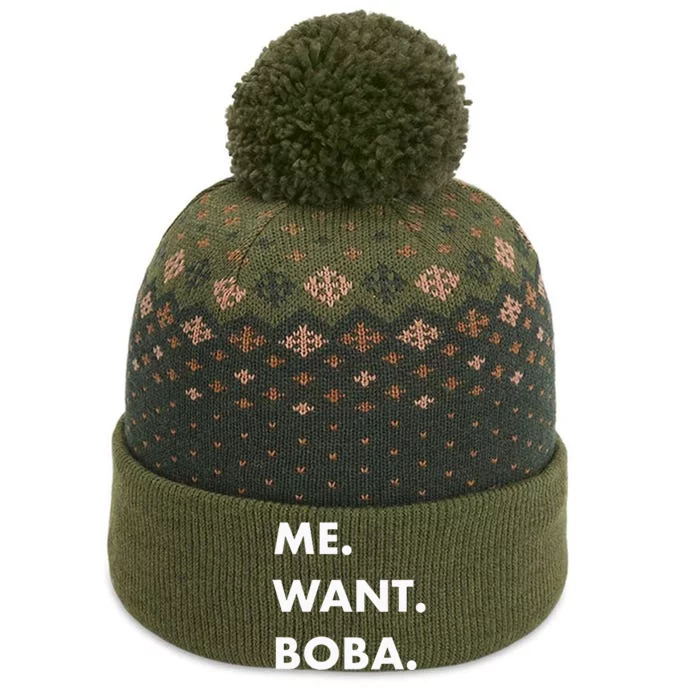 Me Want Boba Milk Tea Funny Asian Drink The Baniff Cuffed Pom Beanie