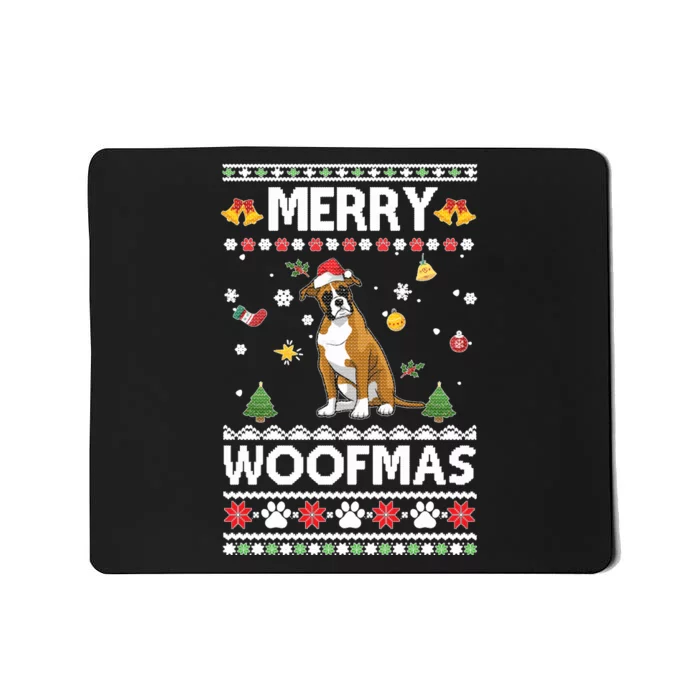 Merry Woofmas Boxer Santa Reindeer Ugly Christmas Xmas Sweatshirt Mousepad