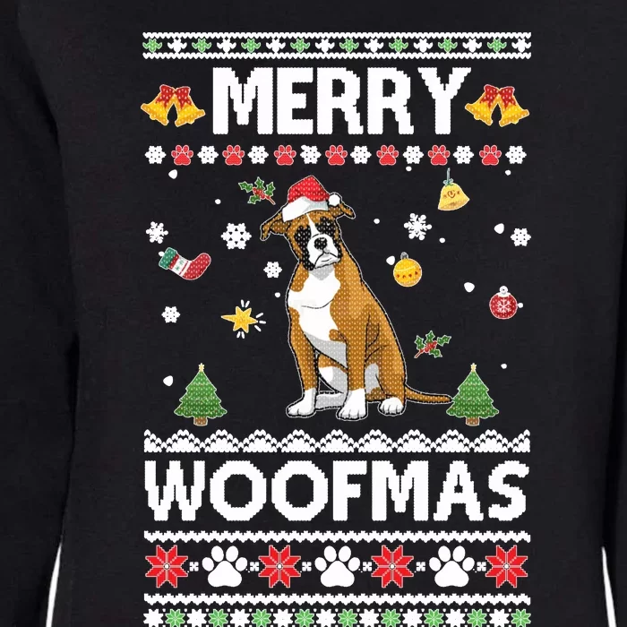 Merry Woofmas Boxer Santa Reindeer Ugly Christmas Xmas Sweatshirt Womens California Wash Sweatshirt