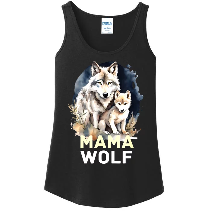 Mama Wolf & Baby Wolf Love Mom Mothers Day Ladies Essential Tank