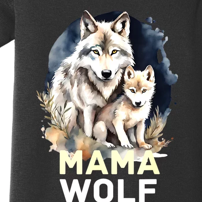 Mama Wolf & Baby Wolf Love Mom Mothers Day Baby Bodysuit