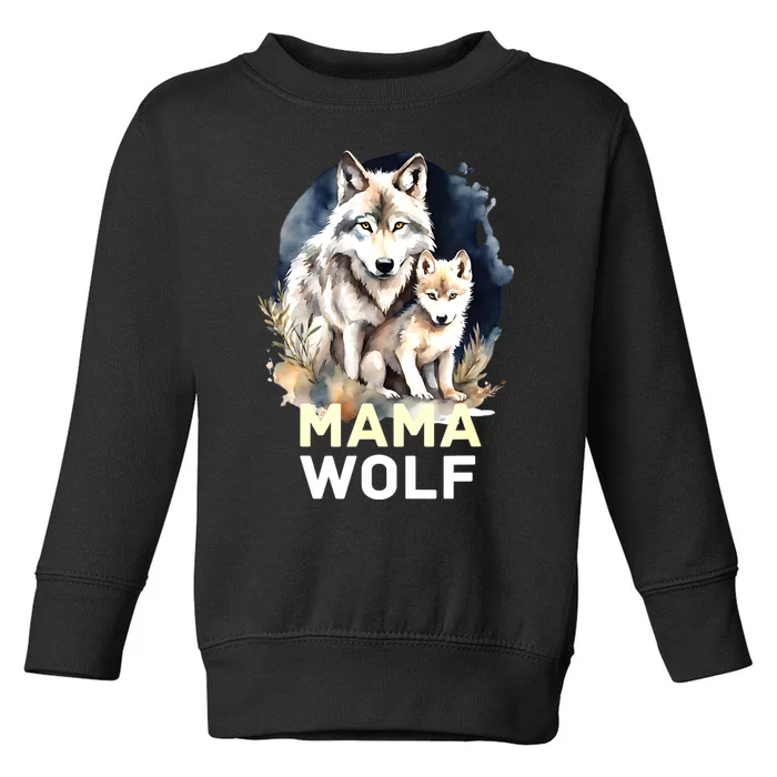 Mama Wolf & Baby Wolf Love Mom Mothers Day Toddler Sweatshirt