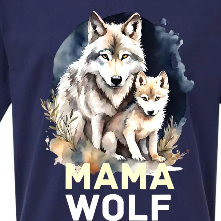 Mama Wolf & Baby Wolf Love Mom Mothers Day Sueded Cloud Jersey T-Shirt