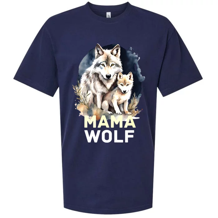 Mama Wolf & Baby Wolf Love Mom Mothers Day Sueded Cloud Jersey T-Shirt