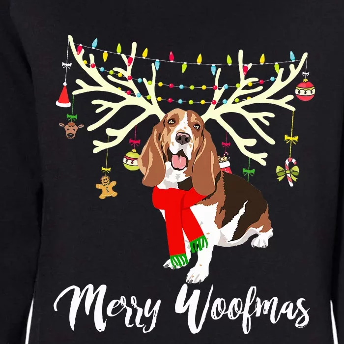 Merry Woofmas Basset Hound Reindeer Christmas Dog Womens California Wash Sweatshirt