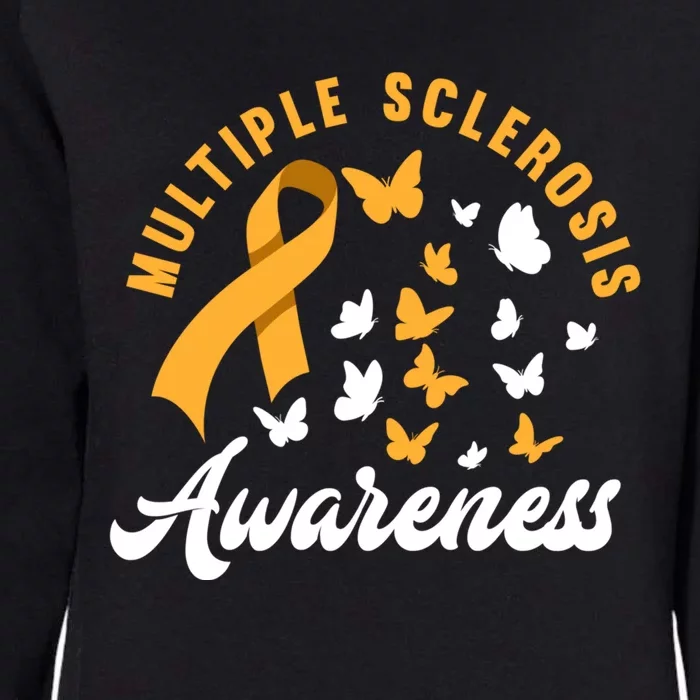 Ms Warrior Butterfly Ms Multiple Sclerosis Awareness Great Gift Womens California Wash Sweatshirt