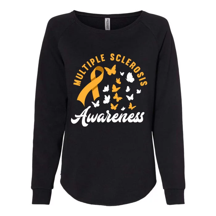 Ms Warrior Butterfly Ms Multiple Sclerosis Awareness Great Gift Womens California Wash Sweatshirt